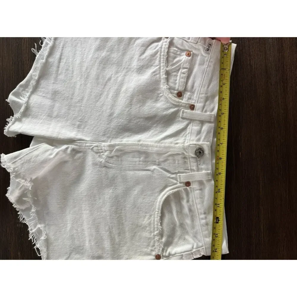 Citizens of Humanity Annabelle Long Shorts 25 Optic White Raw Hem EXCELLENT